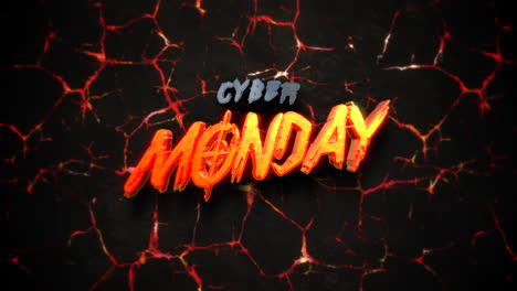 Cyber-Monday-text-on-broken-wall-with-red-fire
