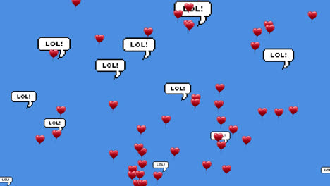 animation of media and heart icons on blue background