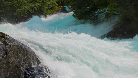 fast-flowing turquoise waterfall