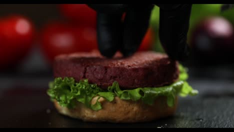 vegan burger preparation