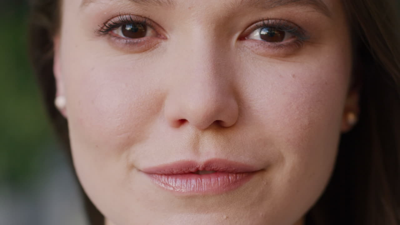 Happy, smile and face portrait of woman outside