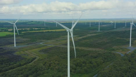 fast 360 shot, wind turbines, aerial view, 4k