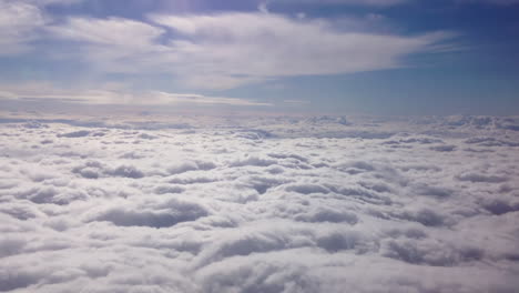 walking on clouds. cinematic view on atmosphere with neverending horizon and sunlight on white surface