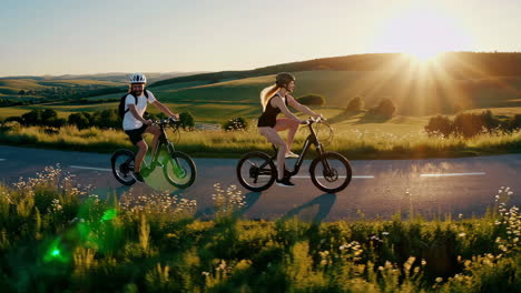 group of friends riding bicycles on a scenic road
