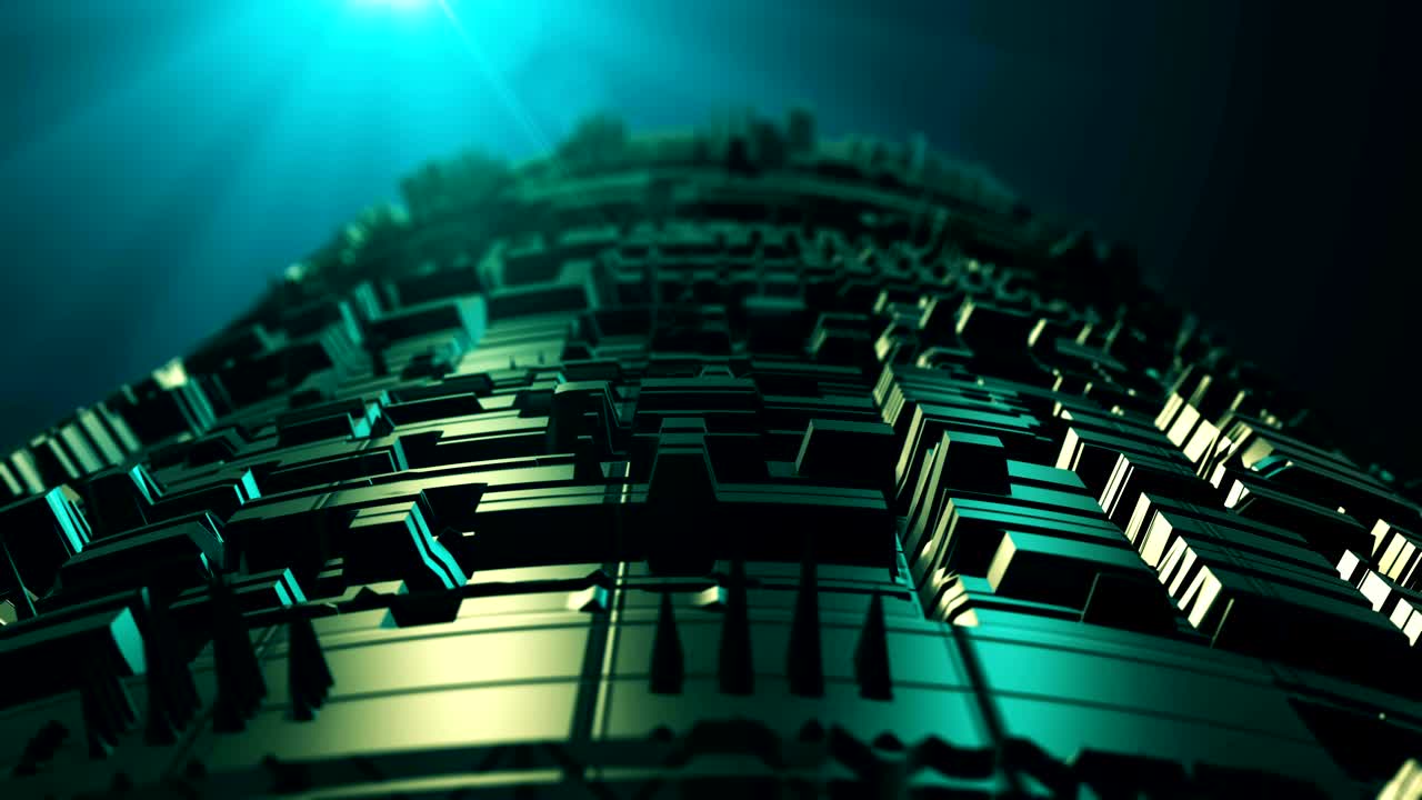 View from spacecraft to open space. Space station in universe.