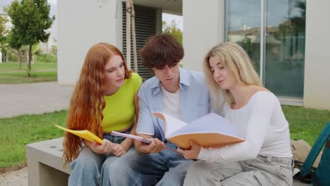 group of students studying on campus