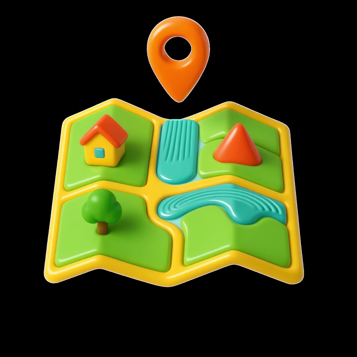 3D Animated Map with Bouncing Location Pin