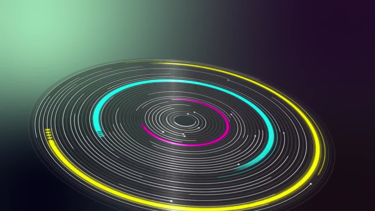 animación de círculos multicolores amarillos, azules y rosados del alcance de exploración