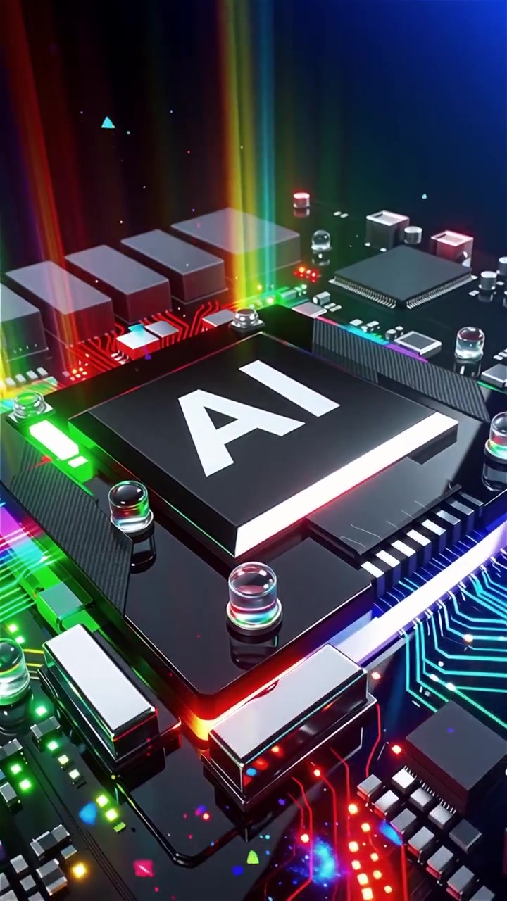 Futuristic AI Chip Motherboard Technology Background