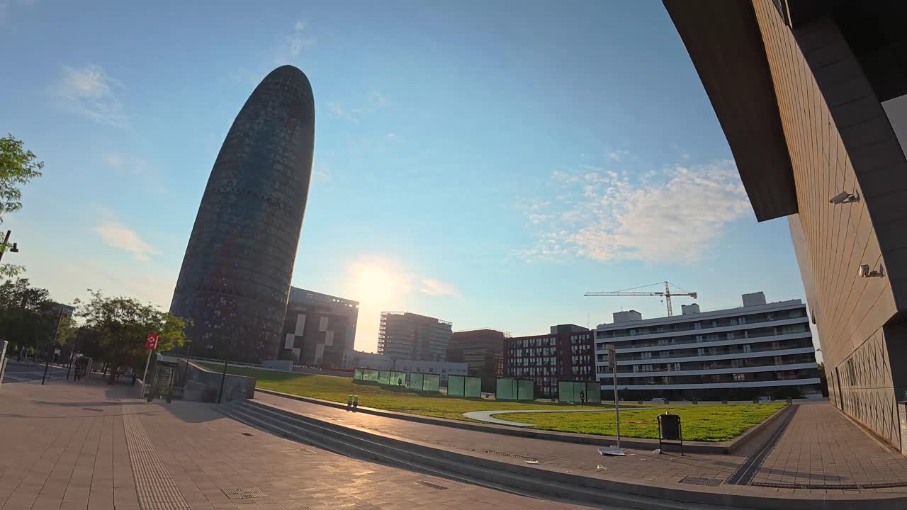 Agbar Tower and Barcelona Cityscape