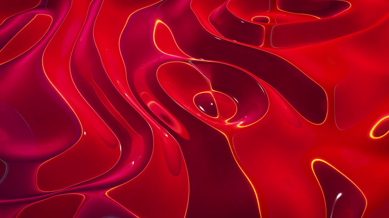 루프 추상 액체 배경: 패턴, 그라디언트 색상 및 흐름 파동이있는 은 액체의 아름다운 파동 유리 표면, 부드러운 부드러운 애니메이션으로 창의적인 밝은 bg.