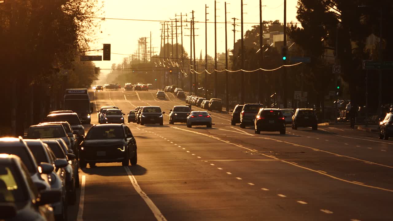 Tramonto a Los Angeles, California, Ora d'oro.