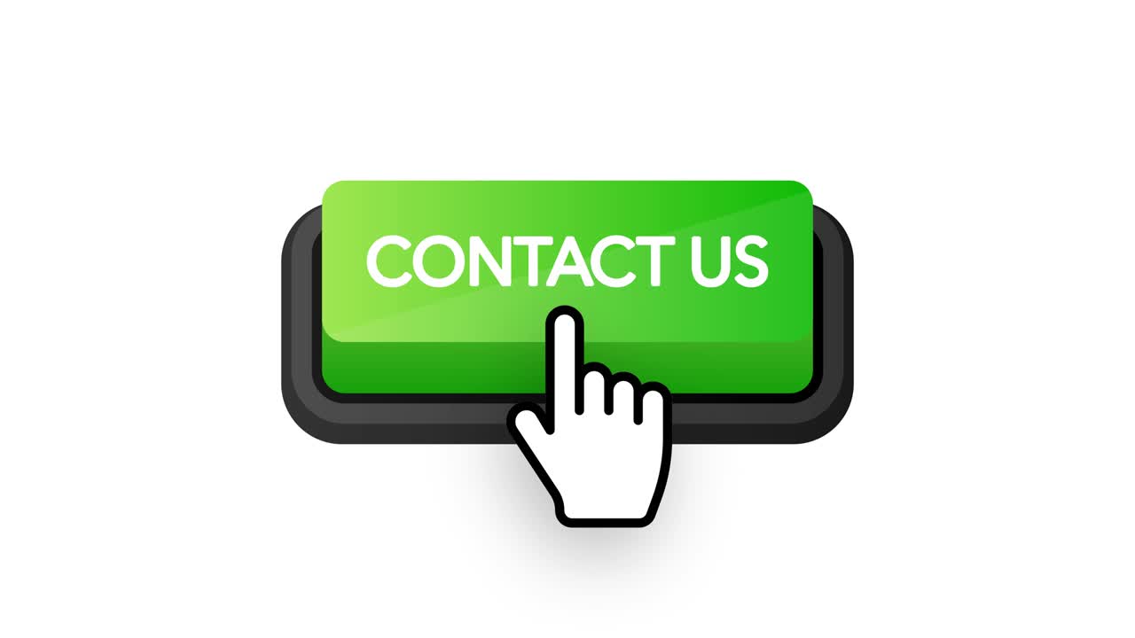 icono con verde contáctanos botón 3d en fondo blanco para diseño de marketing web. diseño plano. elemento de redes sociales. fondo blanco. gráficos en movimiento.