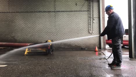 spray and cleaning with a hose