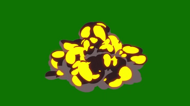 4K Game Explosion Effect Animation Elements on a Green Screen Background