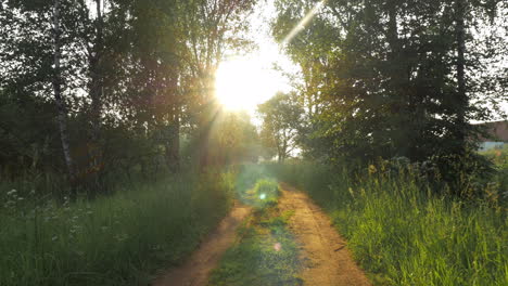 Moving-along-rural-road-toward-the-sun