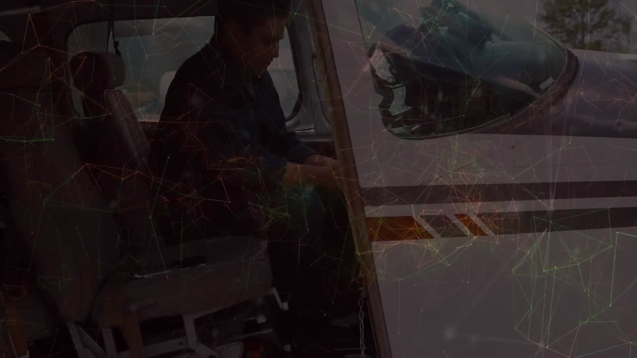 animación de conexiones que flotan sobre un fondo negro.