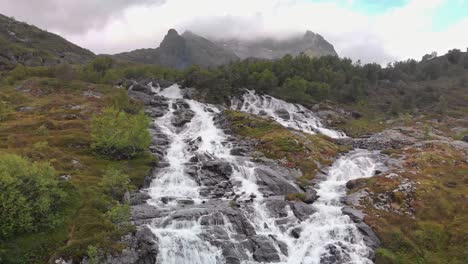 beautiful lofoten waterfall