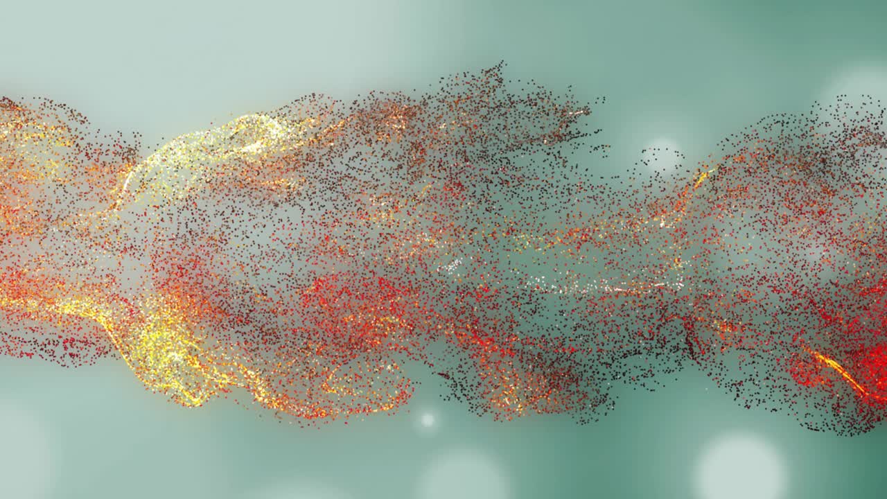 Glowing cluster emerging forming filament stretching rippling teal canvas dissolving showing energy