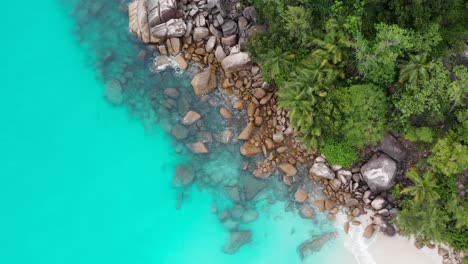 aerial view of the most beautiful beaches and turquoise waters of the seychelles