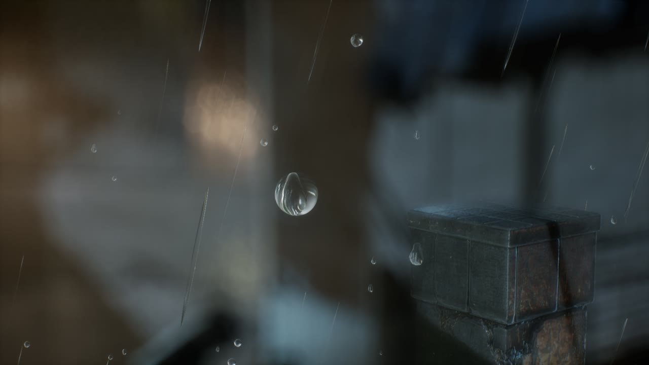 비가 오는 밤에 구시가지의 거리