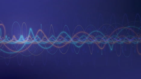 animation of colourful shapes moving on blue background