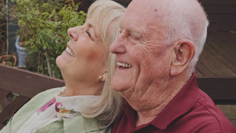 happy elderly couple laughing together