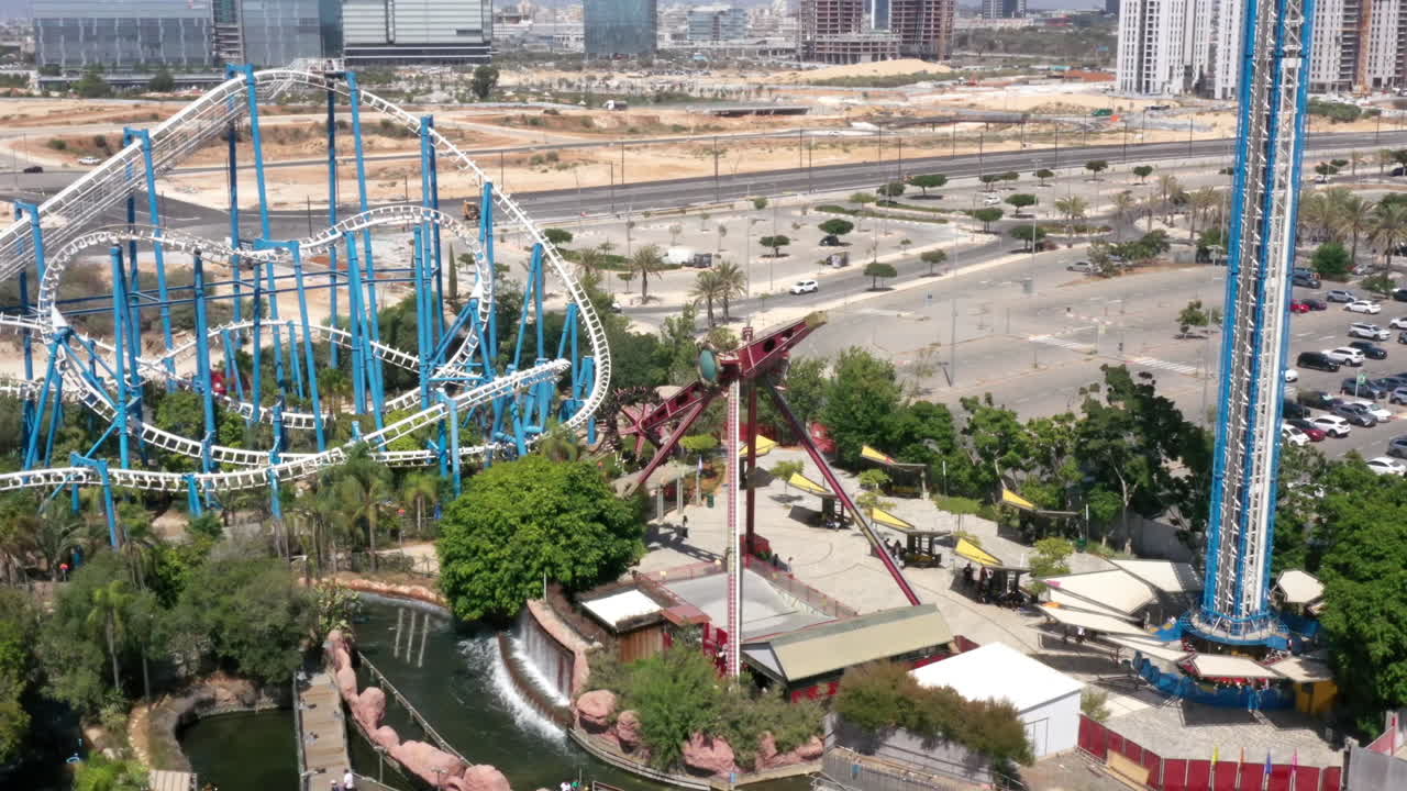 Aerial view of a theme park