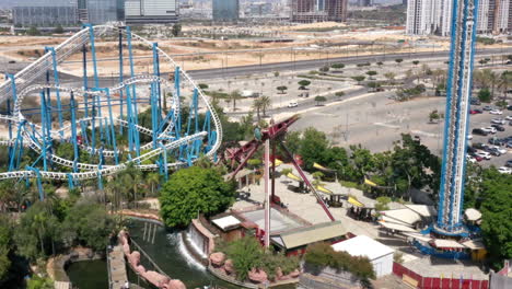 aerial view of a theme park