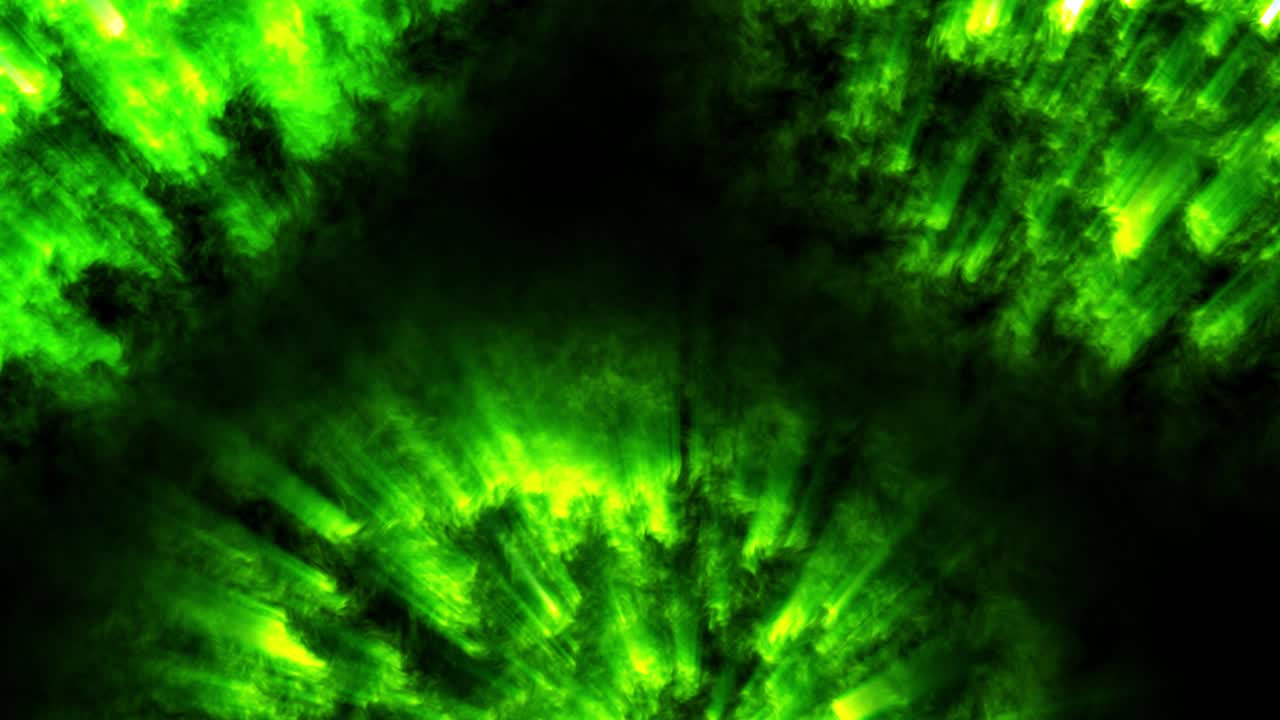 tema verde de ciencia ficción con rayos de luz. 4k fondo de espacio en bucle abstracto como una estrella ardiente de la superficie de la cual emanan rayos. sustancia de ebullición de alta energía, bola mágica o bola de fuego.