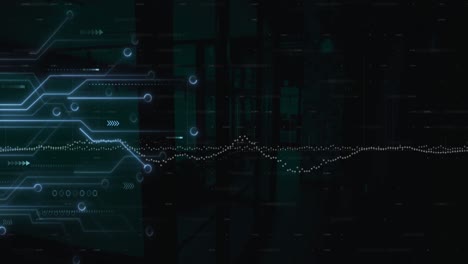 animation of data processing over computer circuit board