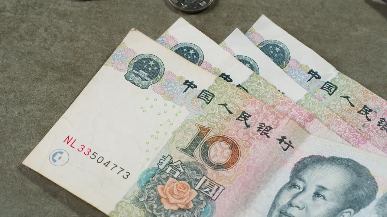 Chinese Yuan Banknotes and Coins