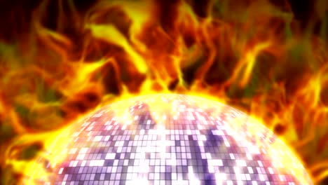 rendering de animación de bola de discoteca de fuego, fondo, bucle