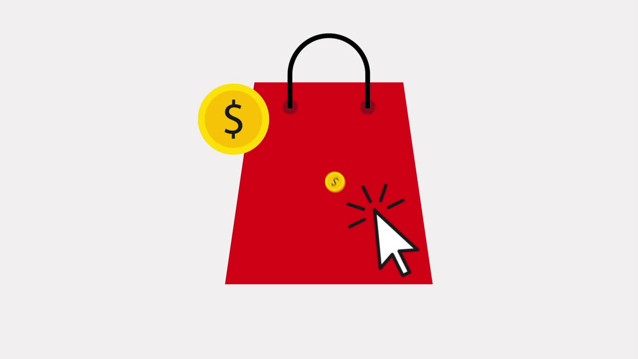 icono de compras en línea con cursor y dinero