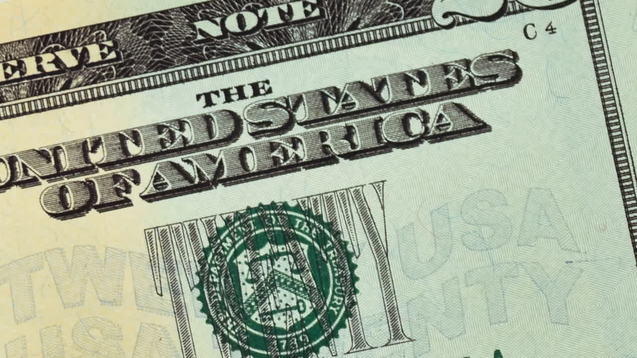Twenty US dollars. Currency of the USA. Shooting of money