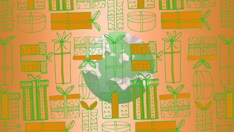 animación de regalos en todo el mundo sobre fondo naranja