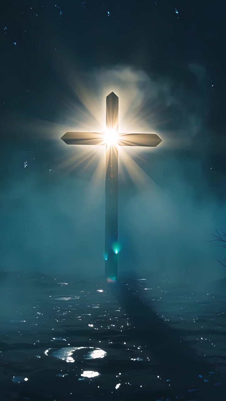 Sfondo per Adorazione 4K: Croce Cristiana e Luce Celeste