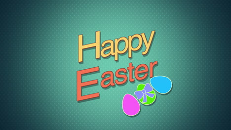 happy easter text and eggs on green background 1