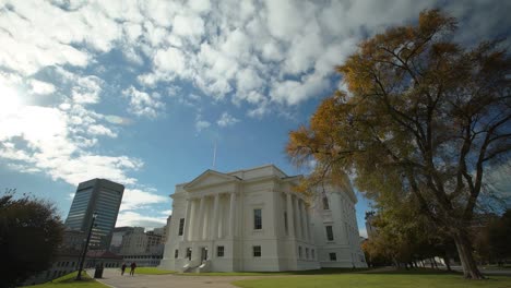 timelapse of virginia state capitol building in richmond in fall