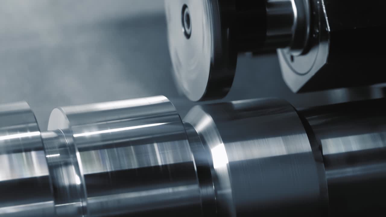 Metalworking CNC lathe milling machine. Cutting metal modern processing technology.