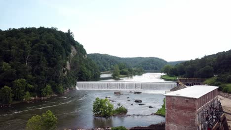 Fries-Virginia-aerial-push-in-to-hydroelectric-dam-at-old-textile-mill-site