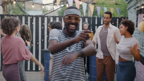 friends partying in a backyard
