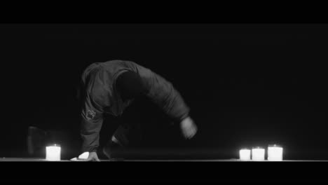 breakdancing performance in the dark