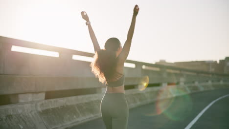 woman, runner and winner with sport