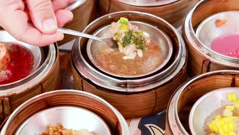 variety of dim sum dishes being served