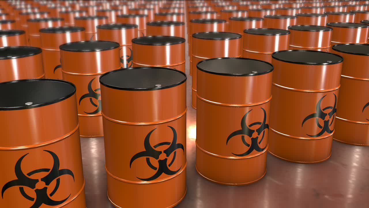 방사능 화학 배럴의 줄: 4k 무결 루프 스 비디오