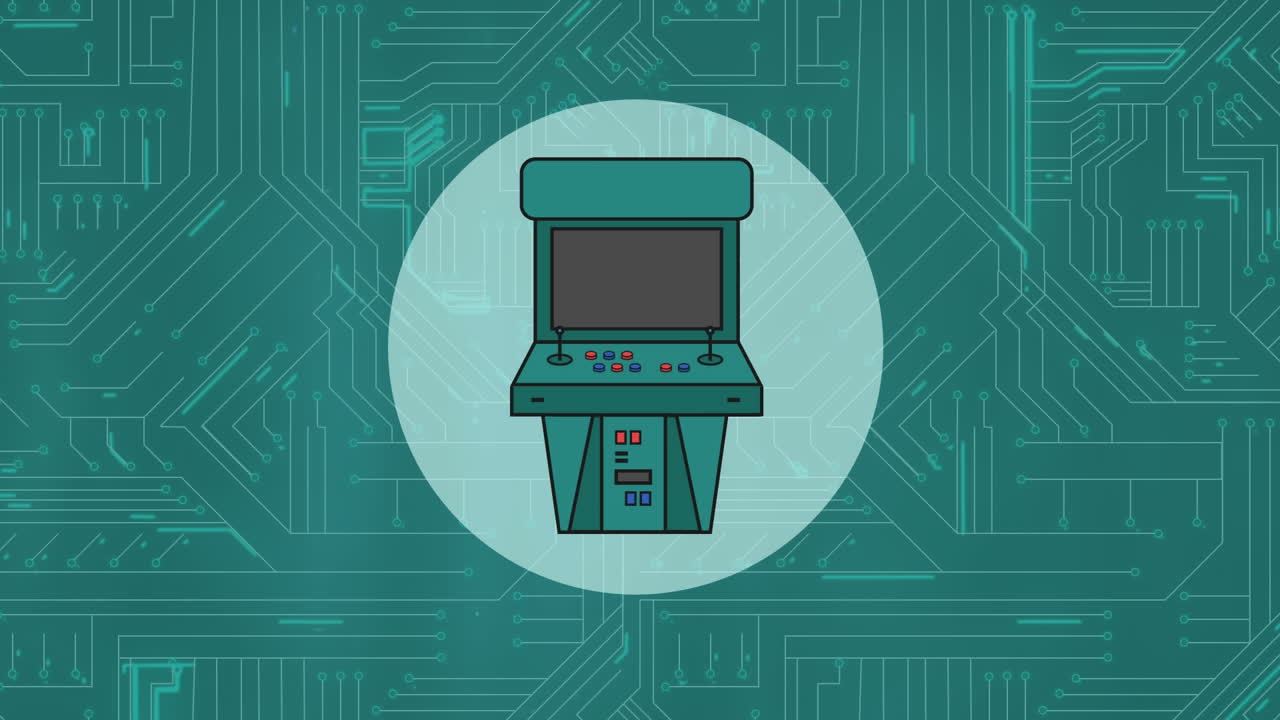 videojuego en un fondo de placa de circuito