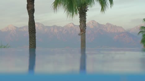 Open-swimming-pool-in-front-of-the-beautiful-mountain-view