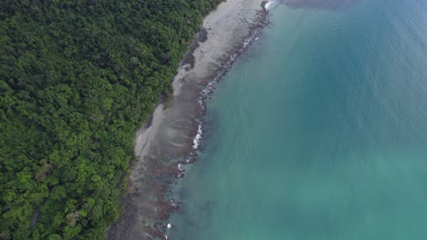 Idyllic-Beach-And-Daintree-Rainforest-In-Tropical-North-Queensland,-Australia