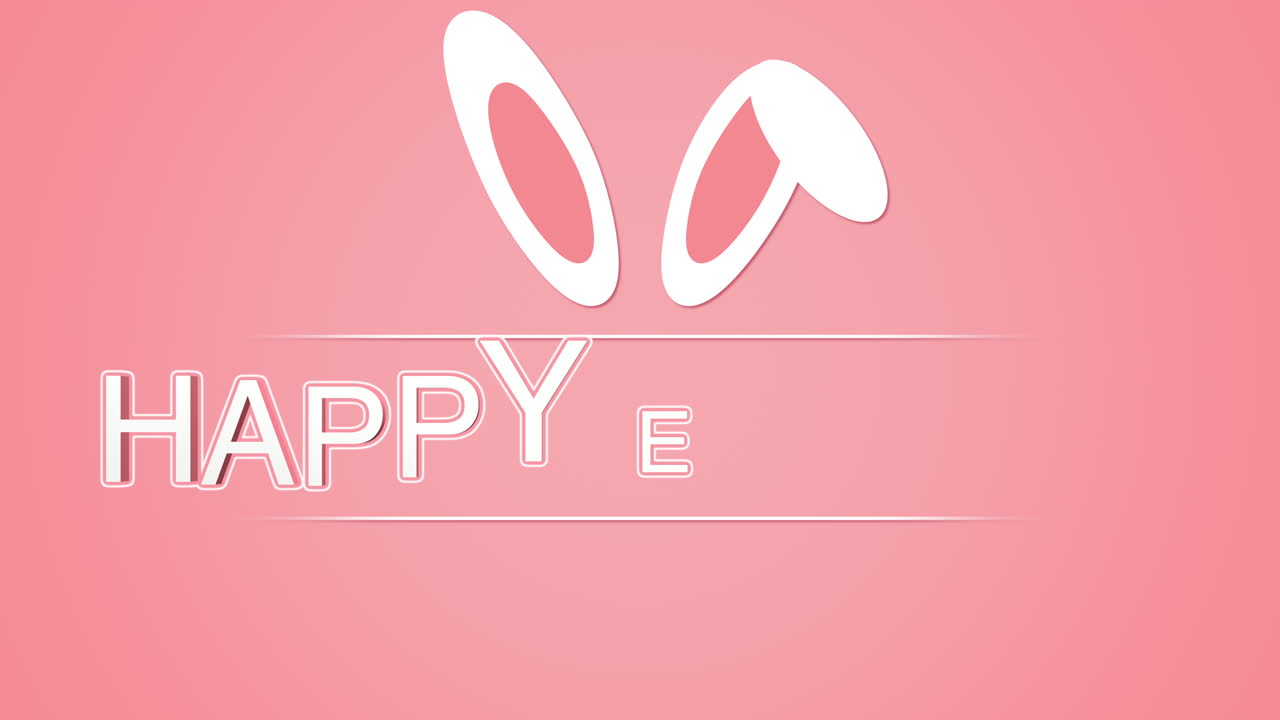 Happy Easter text and rabbit on rose background